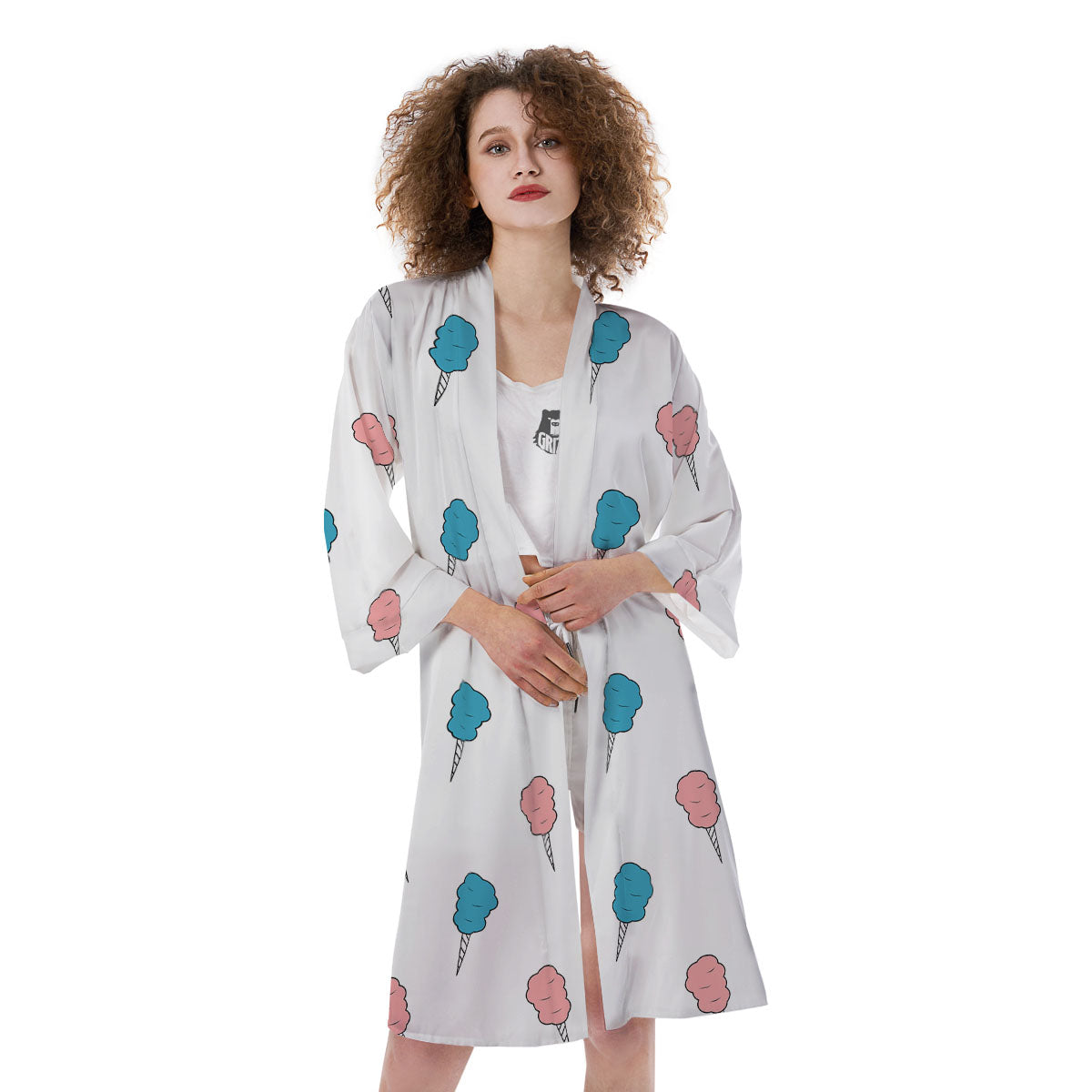 Cotton Candy Blue And Pink Print Pattern Kimono-grizzshop