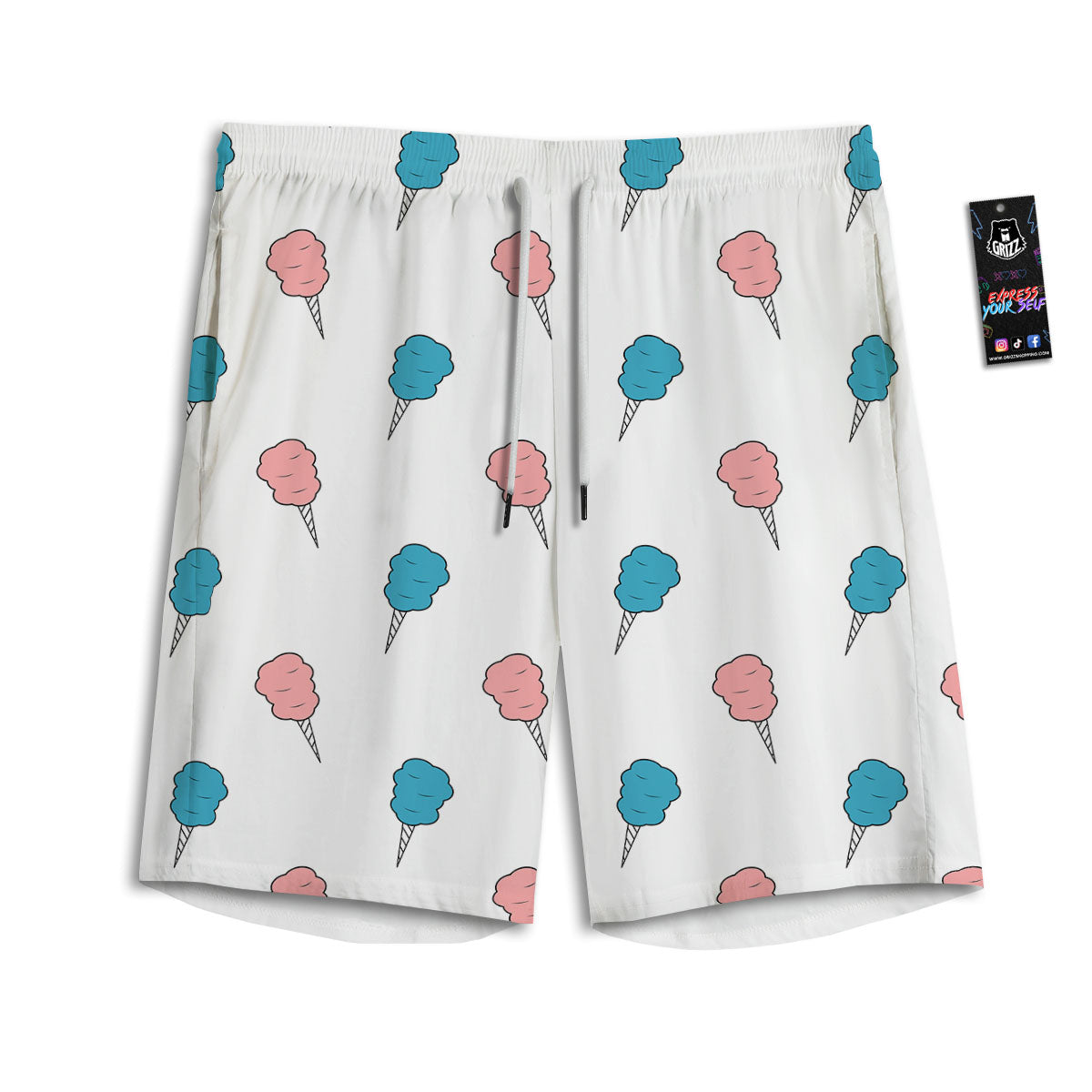 Cotton Candy Blue And Pink Print Pattern Men's Athletic Shorts