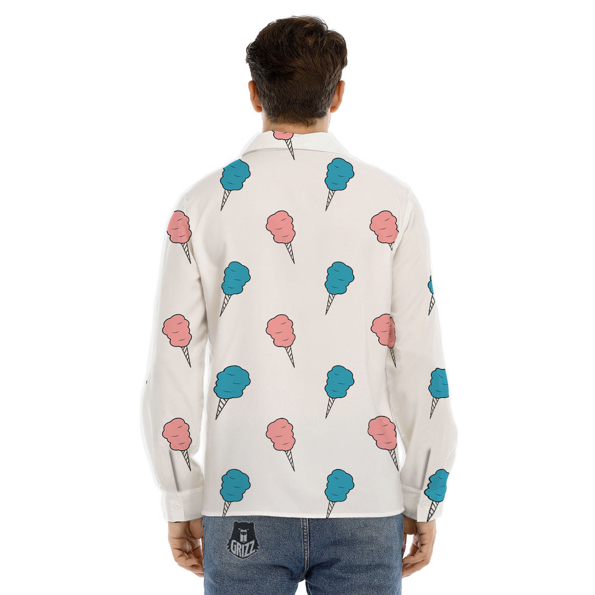 Cotton Candy Blue And Pink Print Pattern Men's Dress Shirts-grizzshop
