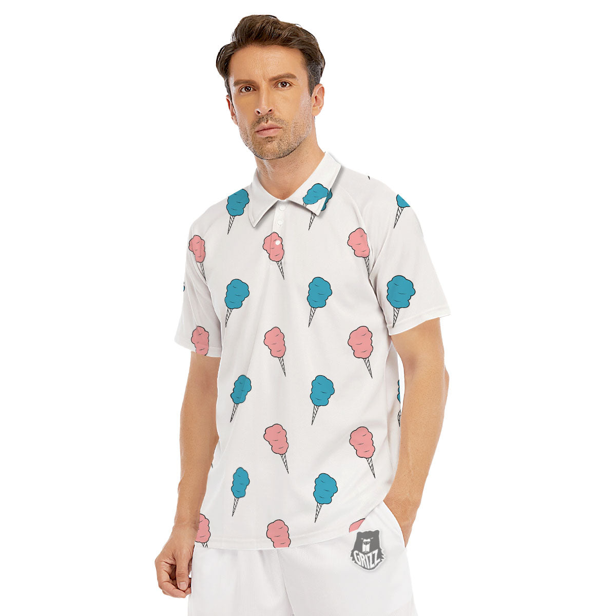 Cotton Candy Blue And Pink Print Pattern Men's Golf Shirts-grizzshop
