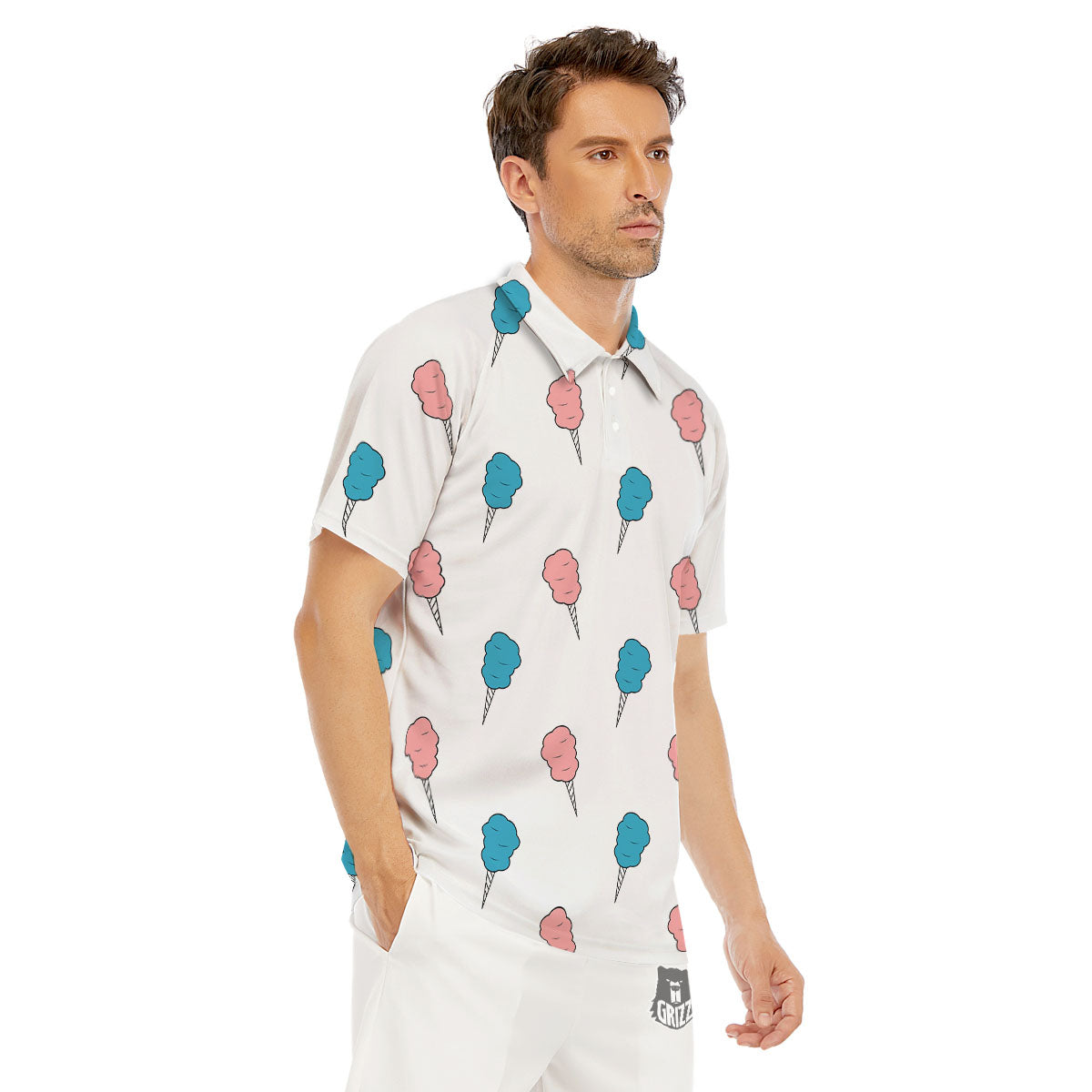 Cotton Candy Blue And Pink Print Pattern Men's Golf Shirts-grizzshop