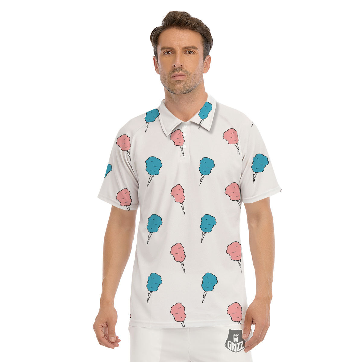 Cotton Candy Blue And Pink Print Pattern Men's Golf Shirts-grizzshop