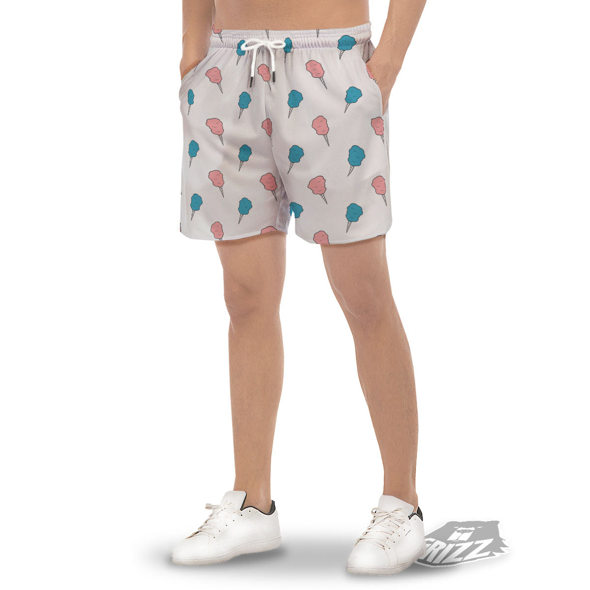 Cotton Candy Blue And Pink Print Pattern Men's Gym Shorts-grizzshop