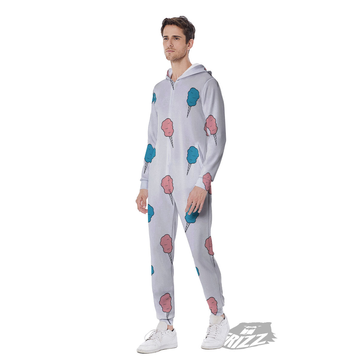 Cotton Candy Blue And Pink Print Pattern Men's Jumpsuit-grizzshop