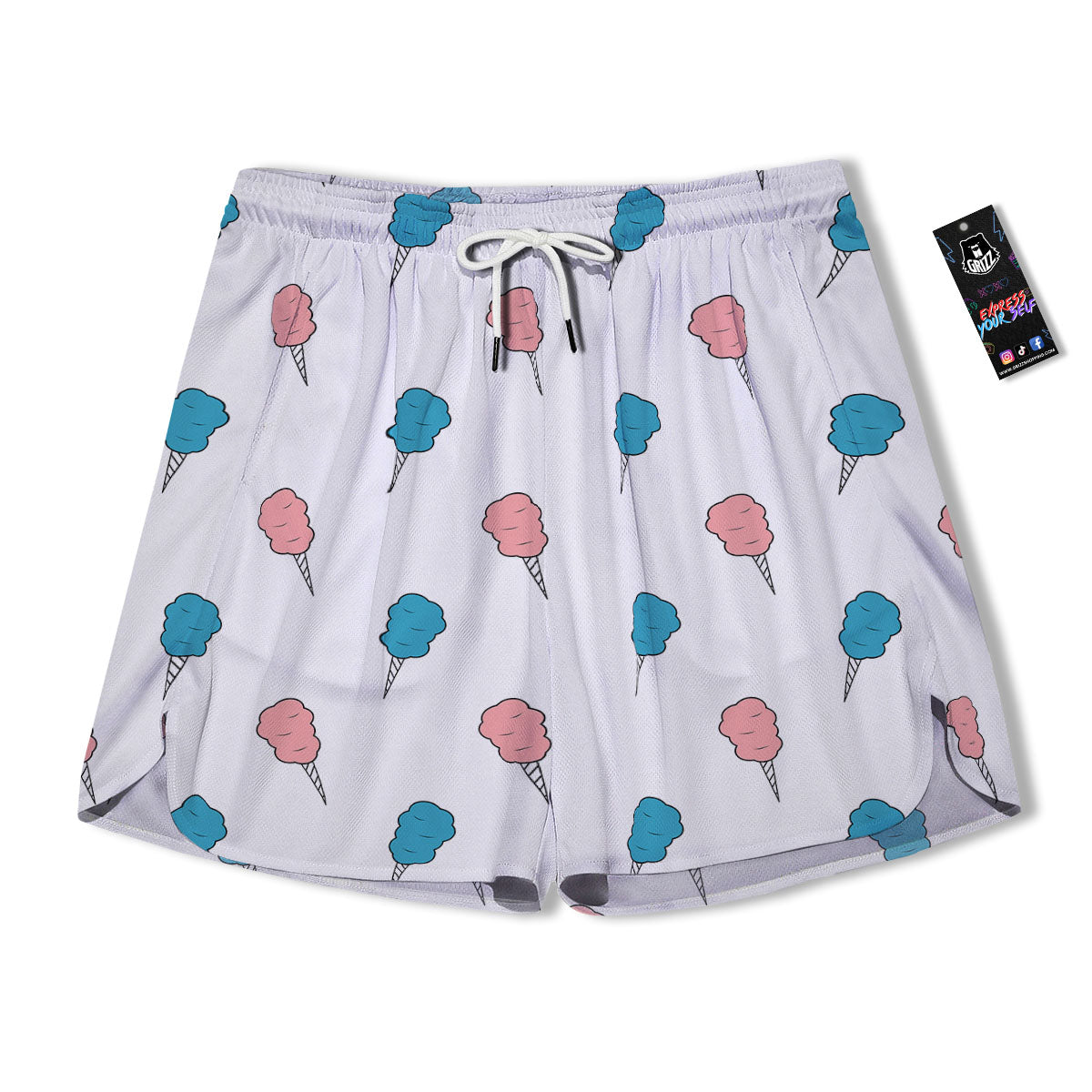 Cotton Candy Blue And Pink Print Pattern Men's Running Shorts-grizzshop
