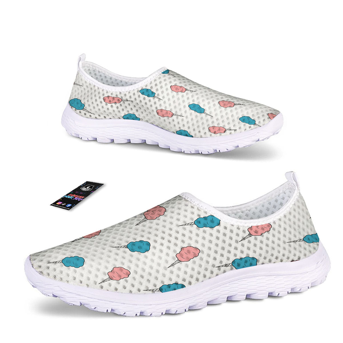 Cotton Candy Blue And Pink Print Pattern Nurse Shoes-grizzshop