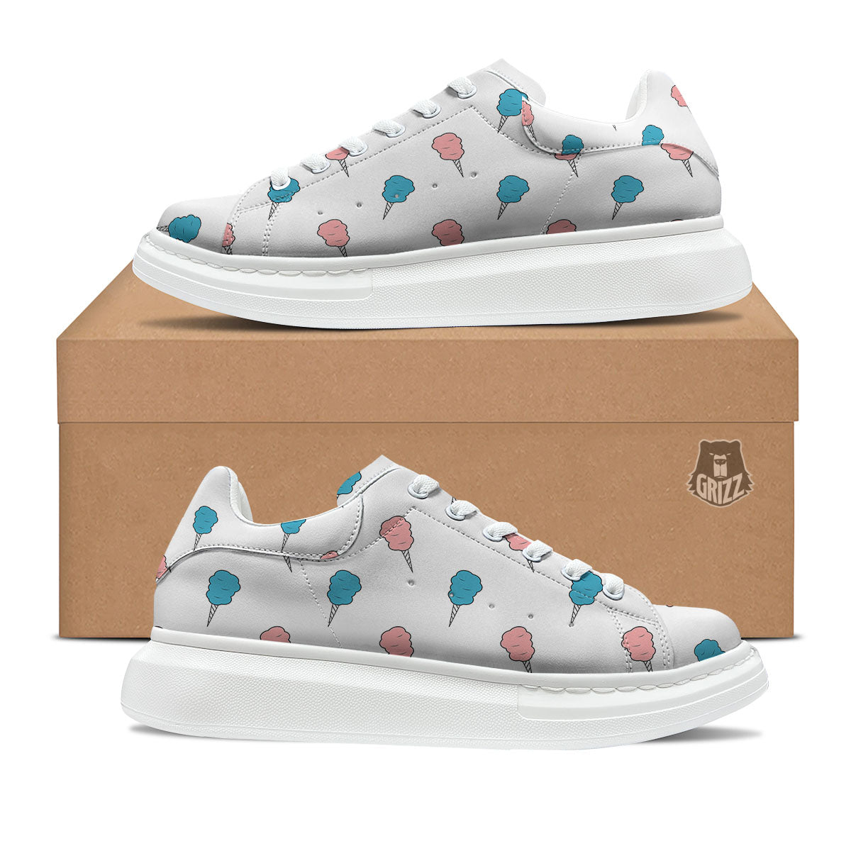 Cotton Candy Blue And Pink Print Pattern Platform Shoes-grizzshop