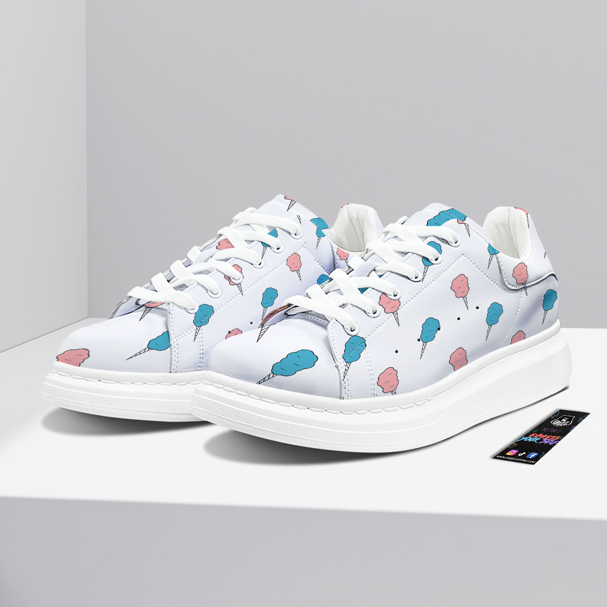 Cotton Candy Blue And Pink Print Pattern Platform Shoes-grizzshop
