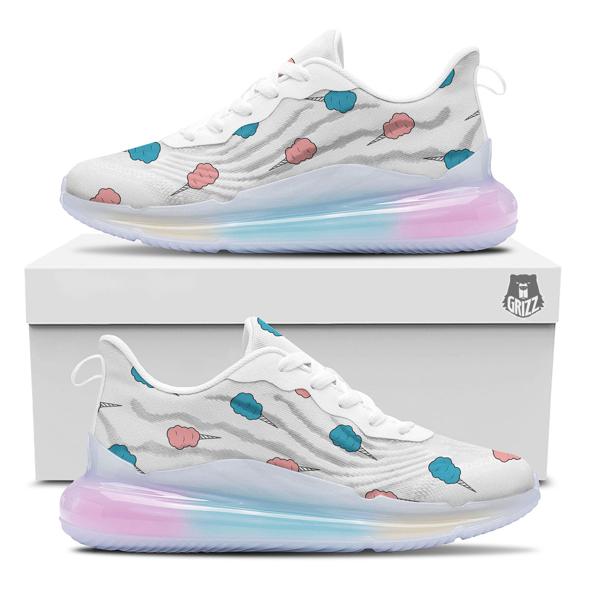 Cotton Candy Blue And Pink Print Pattern Running Sneakers-grizzshop