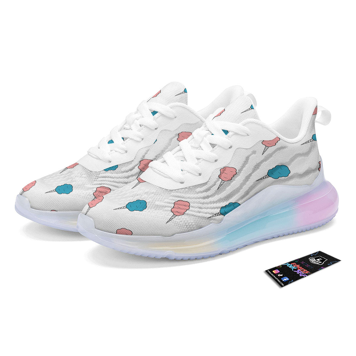Cotton Candy Blue And Pink Print Pattern Running Sneakers-grizzshop