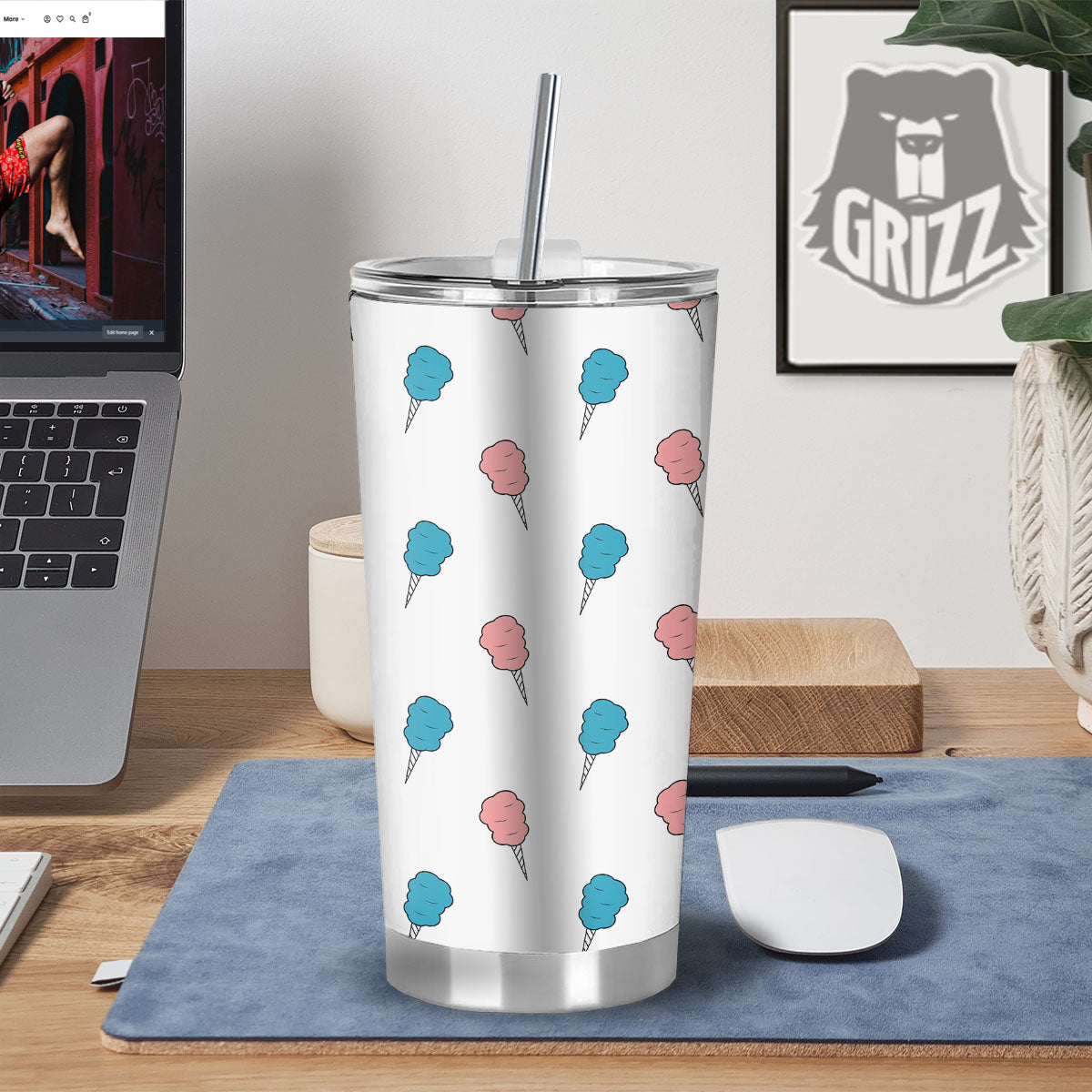 Cotton Candy Blue And Pink Print Pattern Tumbler-grizzshop