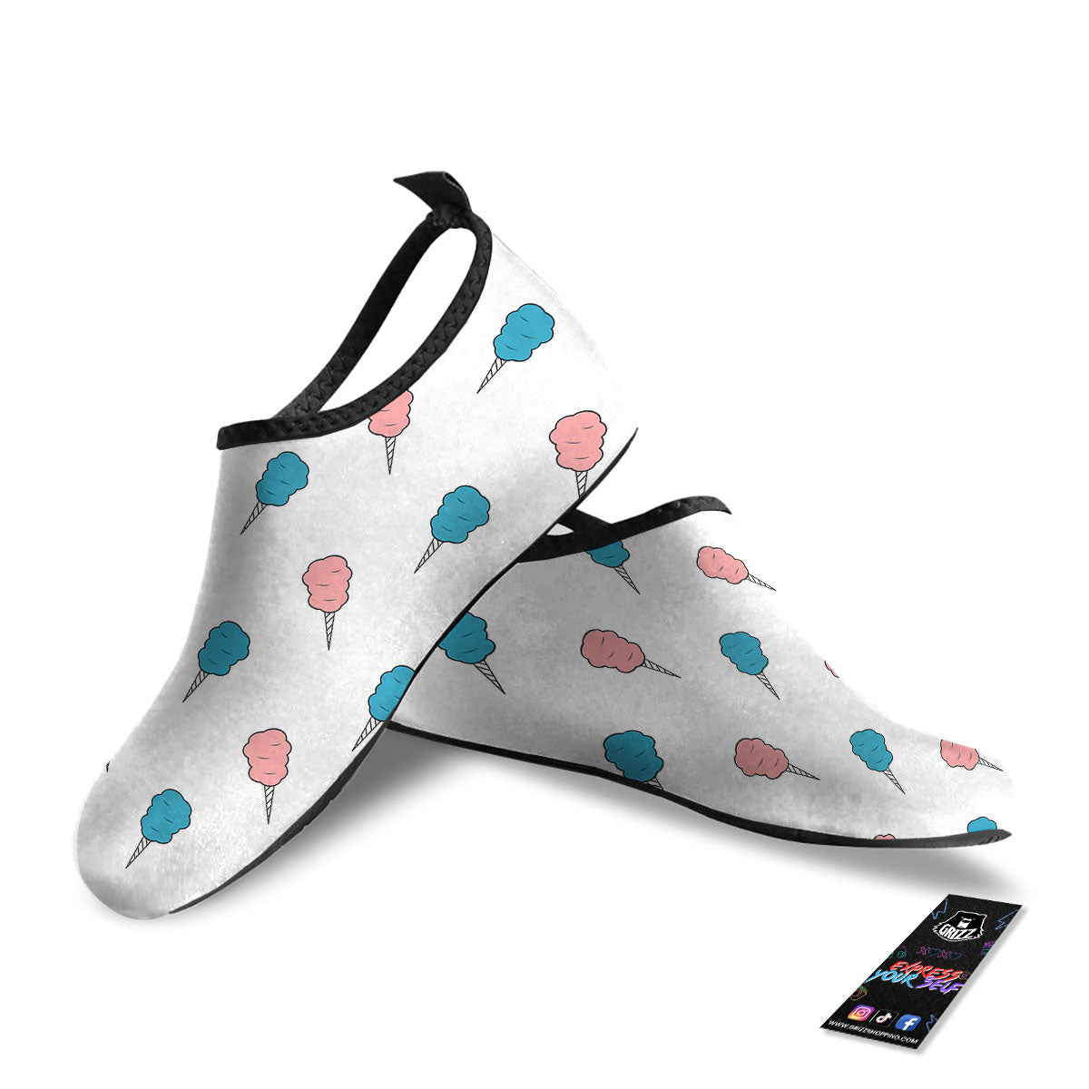Cotton Candy Blue And Pink Print Pattern Water Shoes-grizzshop