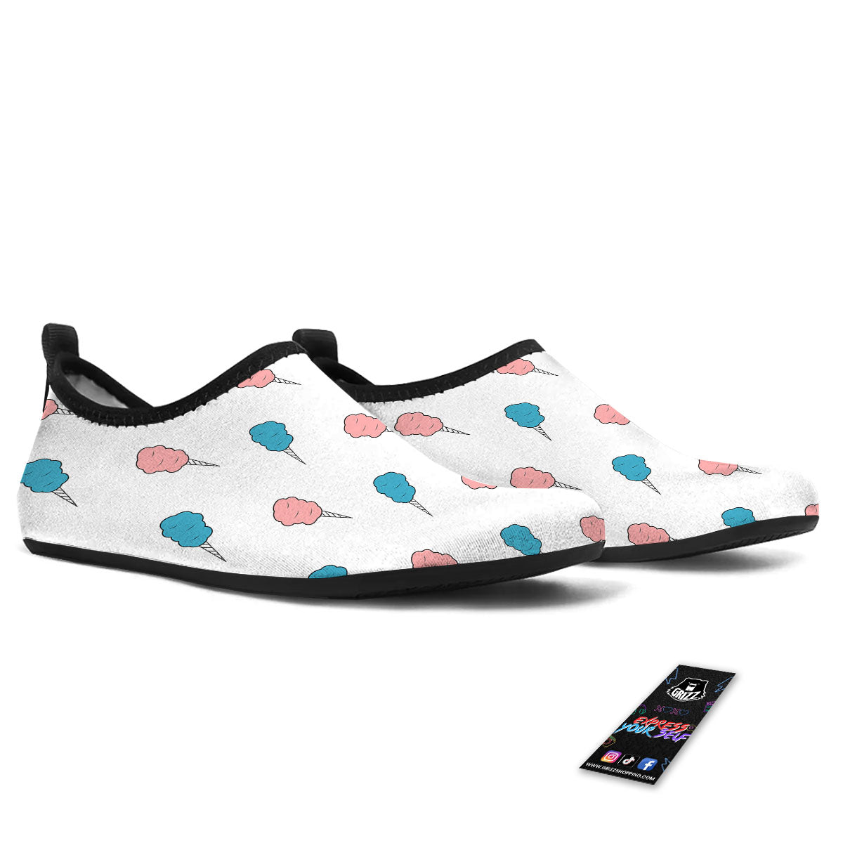 Cotton Candy Blue And Pink Print Pattern Water Shoes-grizzshop
