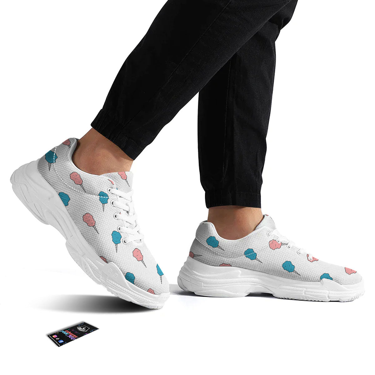Cotton Candy Blue And Pink Print Pattern White Chunky Shoes-grizzshop