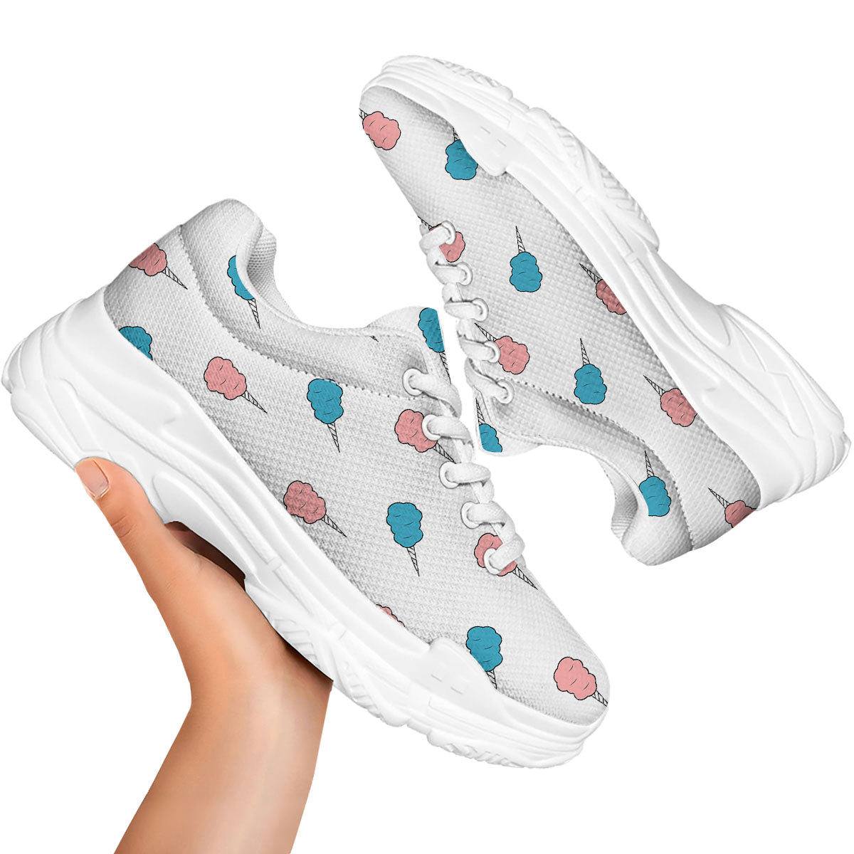 Cotton Candy Blue And Pink Print Pattern White Chunky Shoes-grizzshop