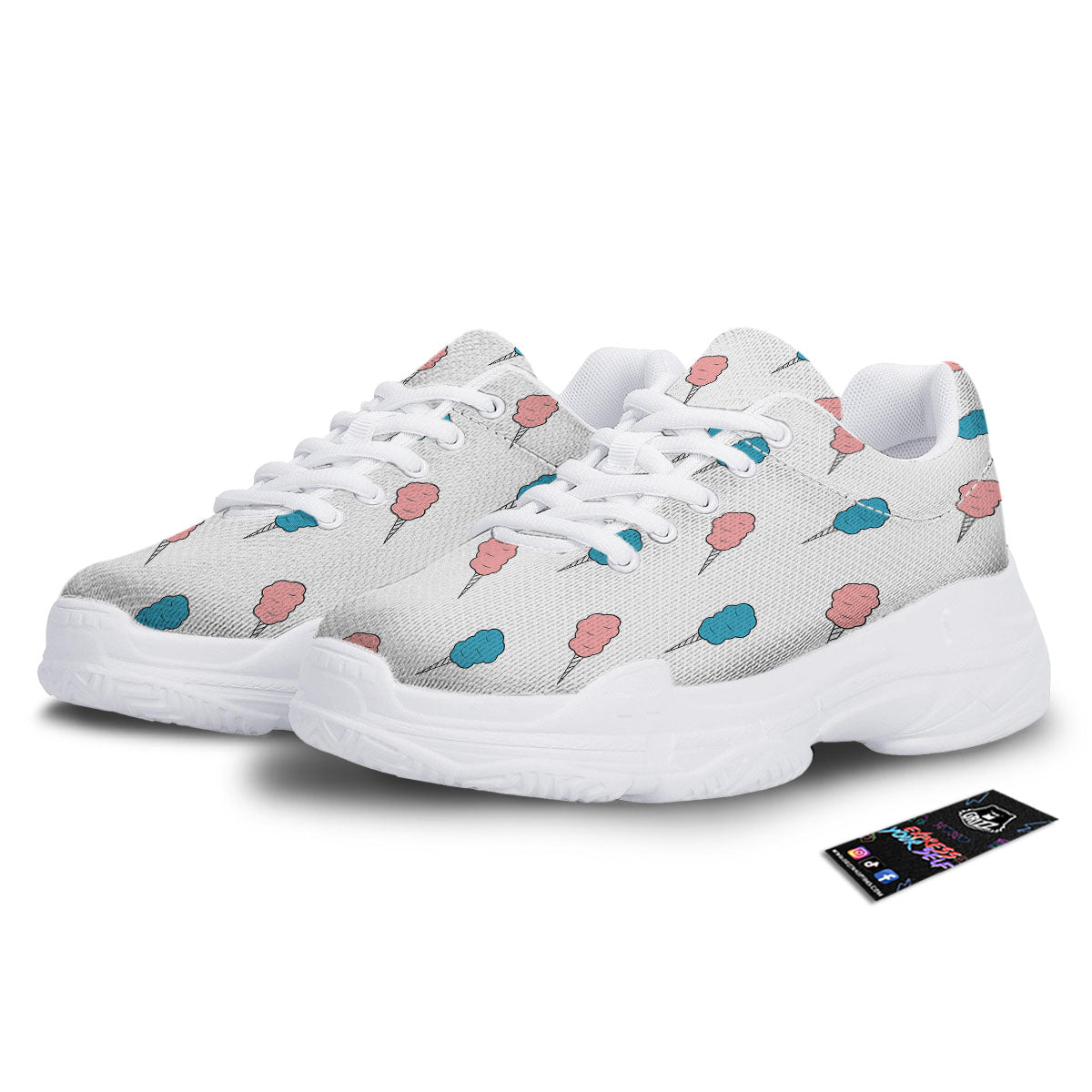 Cotton Candy Blue And Pink Print Pattern White Chunky Shoes-grizzshop