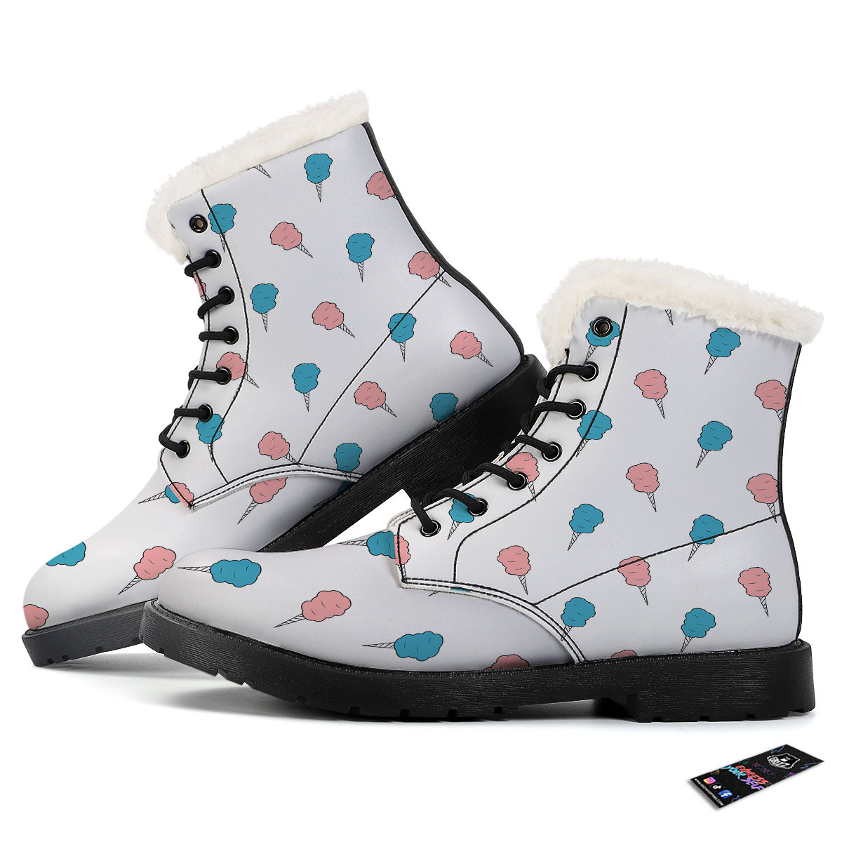 Cotton Candy Blue And Pink Print Pattern Winter Boots-grizzshop