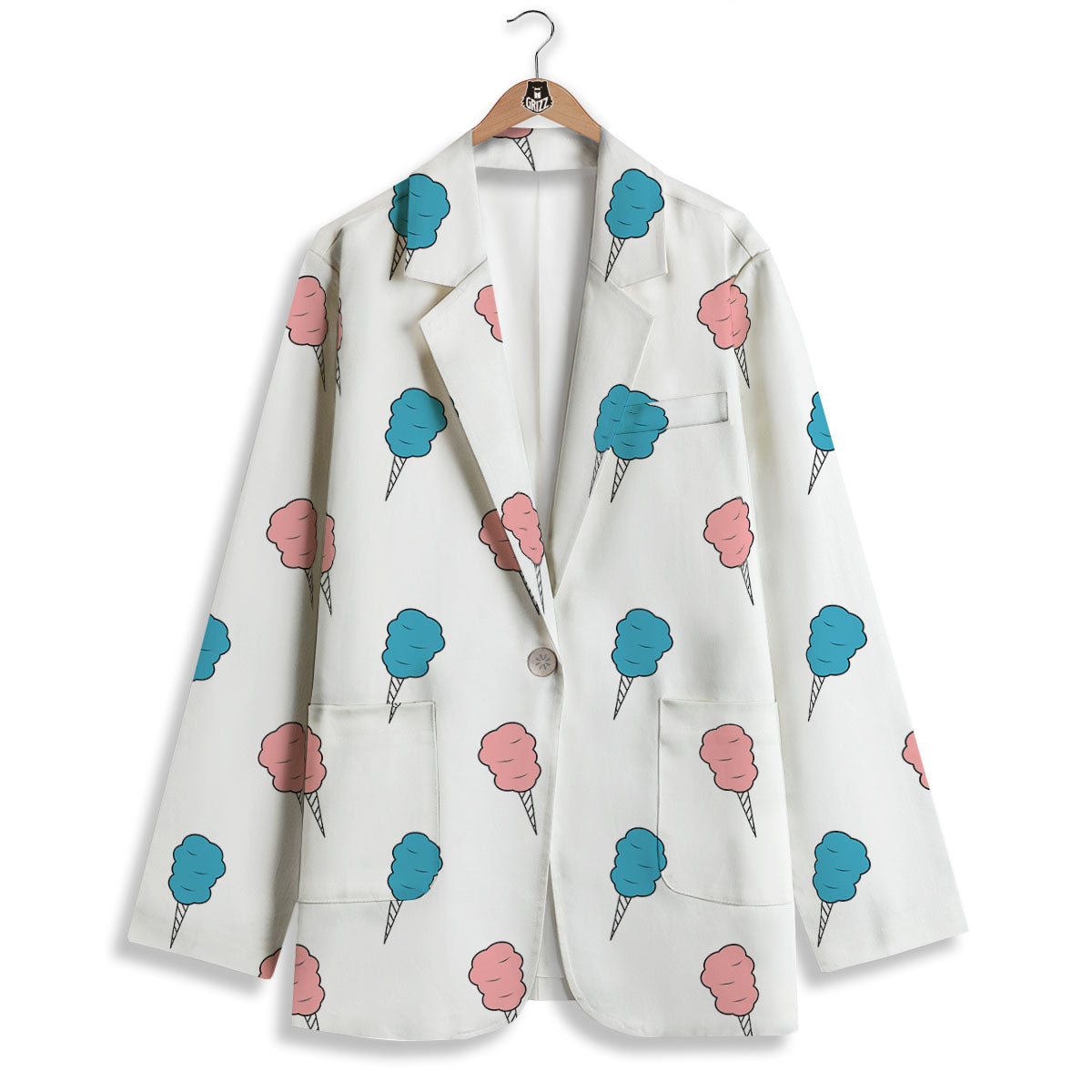Cotton Candy Blue And Pink Print Pattern Women's Blazer-grizzshop