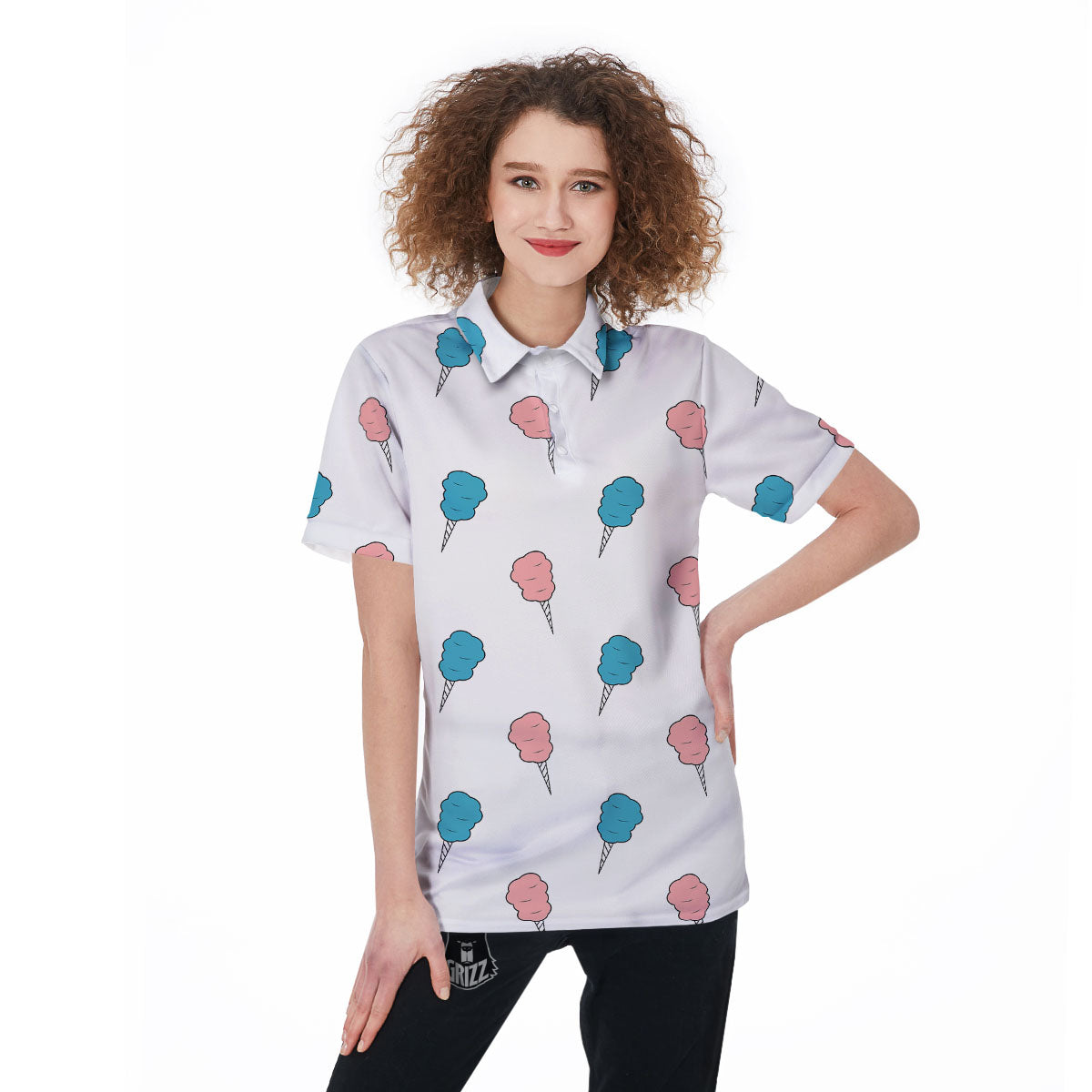 Cotton Candy Blue And Pink Print Pattern Women's Golf Shirts-grizzshop