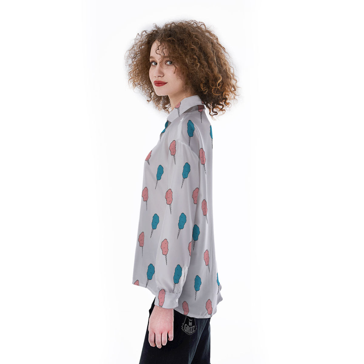 Cotton Candy Blue And Pink Print Pattern Women's Long Sleeve Shirts-grizzshop