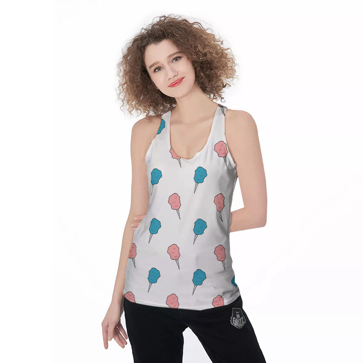 Cotton Candy Blue And Pink Print Pattern Women's Racerback Tank Top-grizzshop