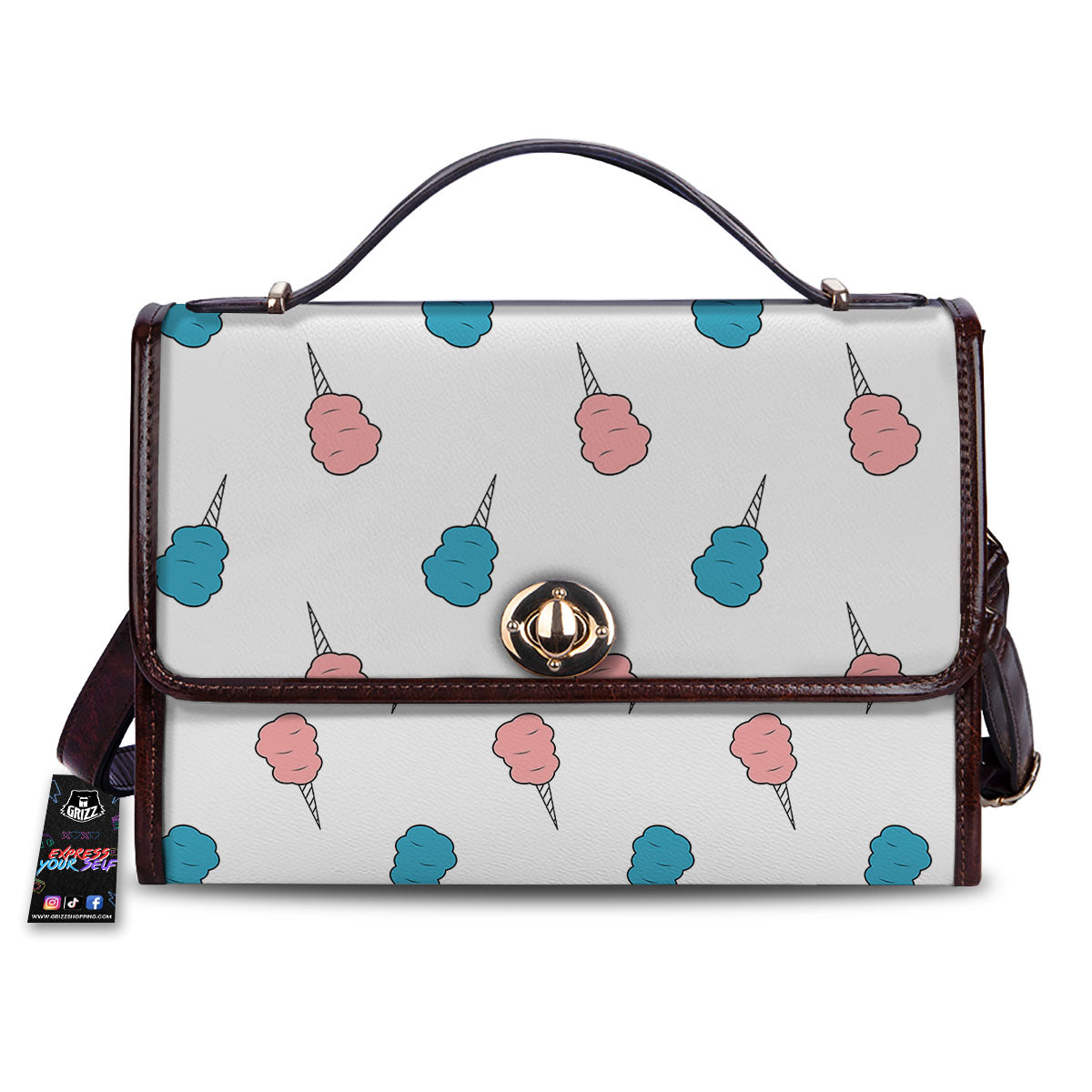 Cotton Candy Blue And Pink Print Pattern Women's Satchel Bag-grizzshop