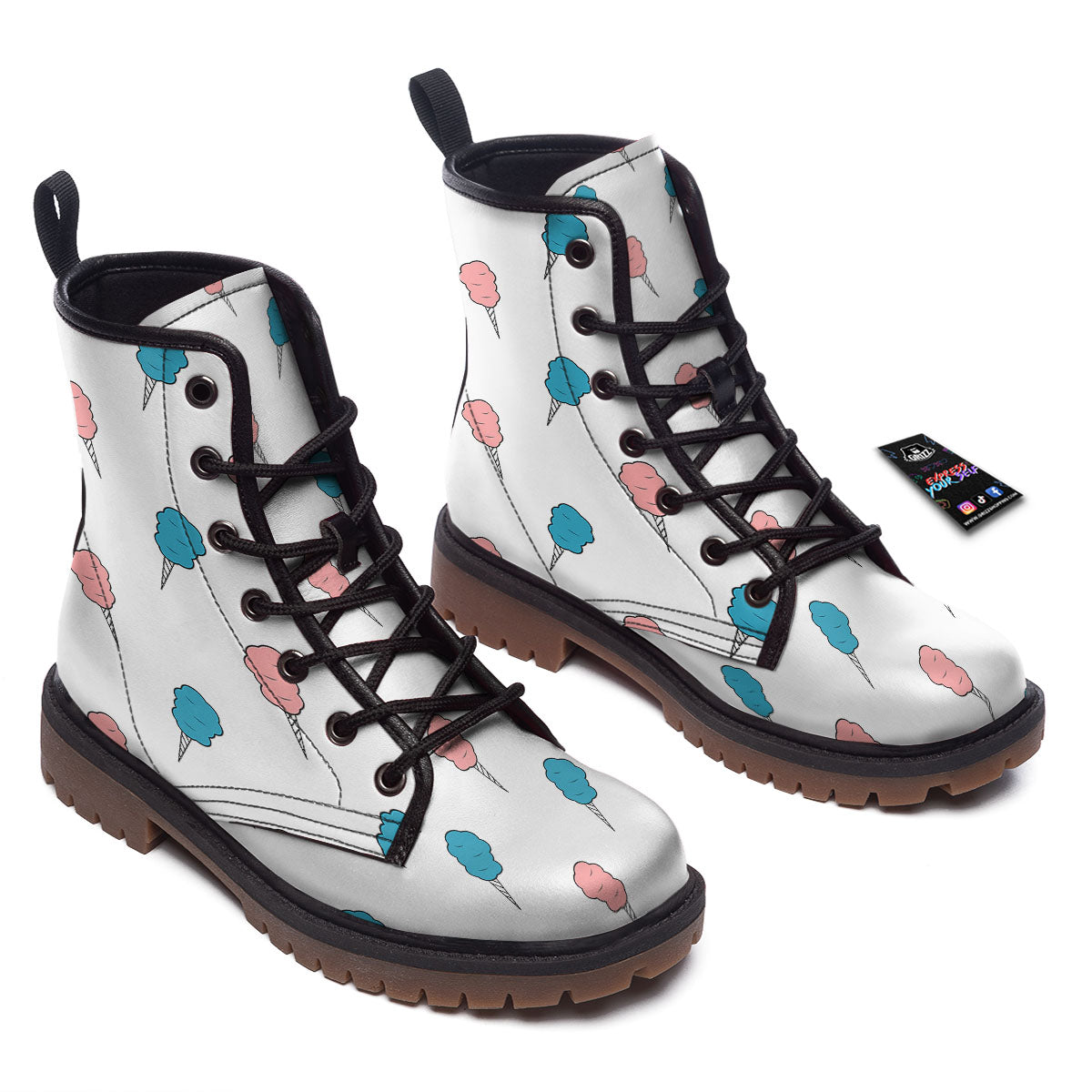Cotton Candy Blue And Pink Print Pattern Work Boots-grizzshop