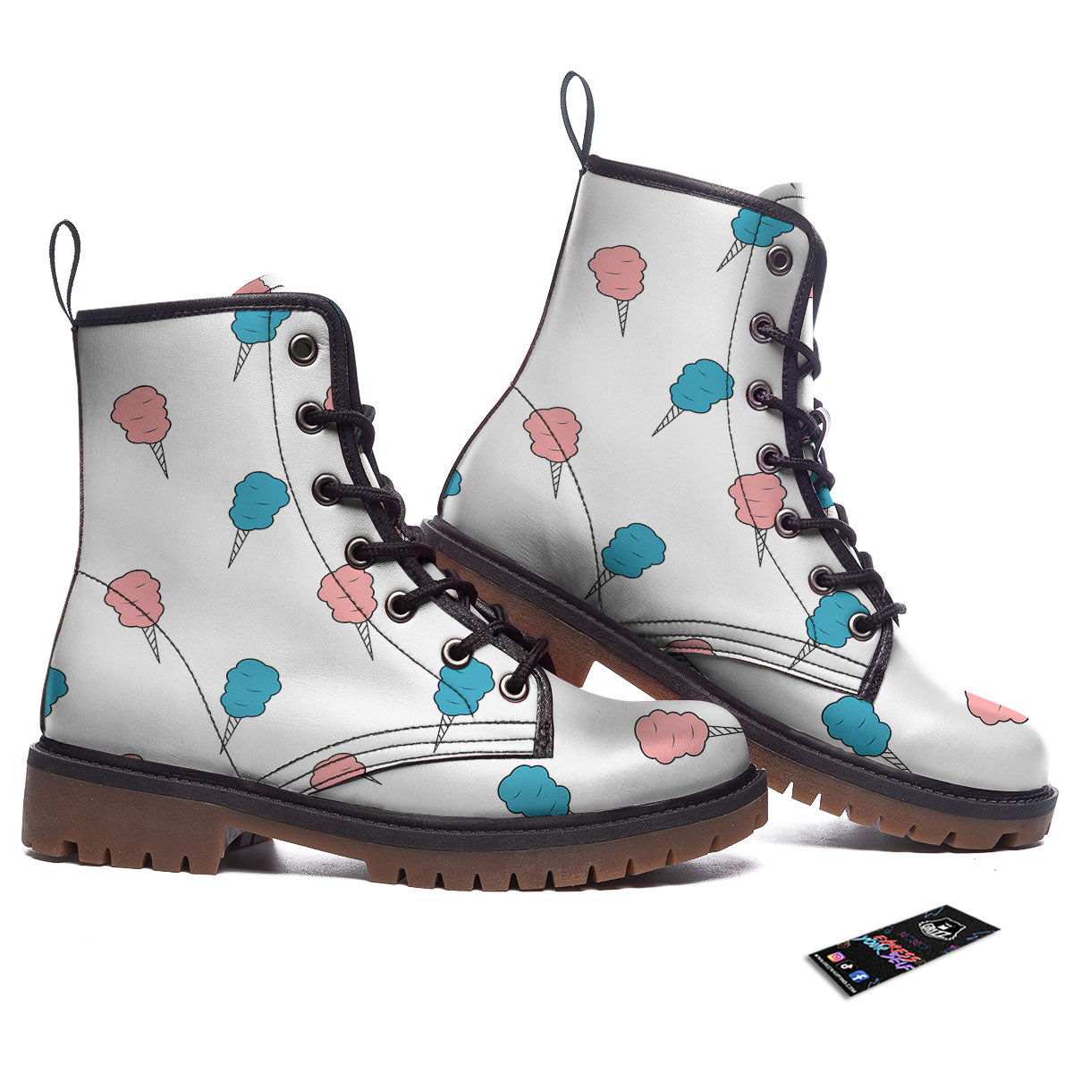 Cotton Candy Blue And Pink Print Pattern Work Boots-grizzshop