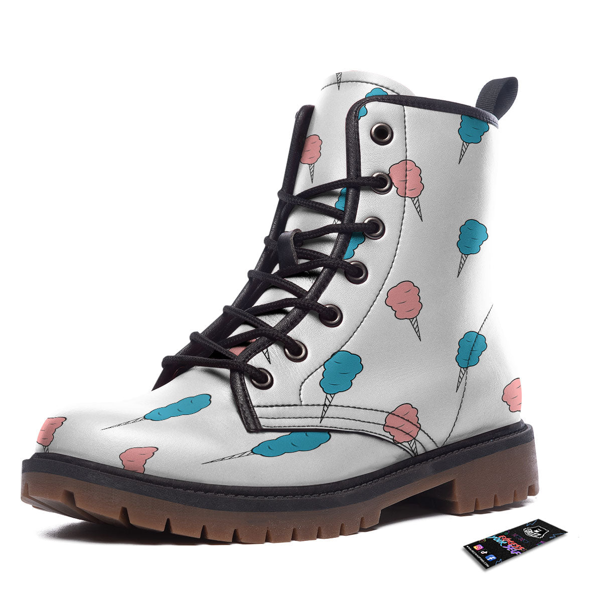 Cotton Candy Blue And Pink Print Pattern Work Boots-grizzshop