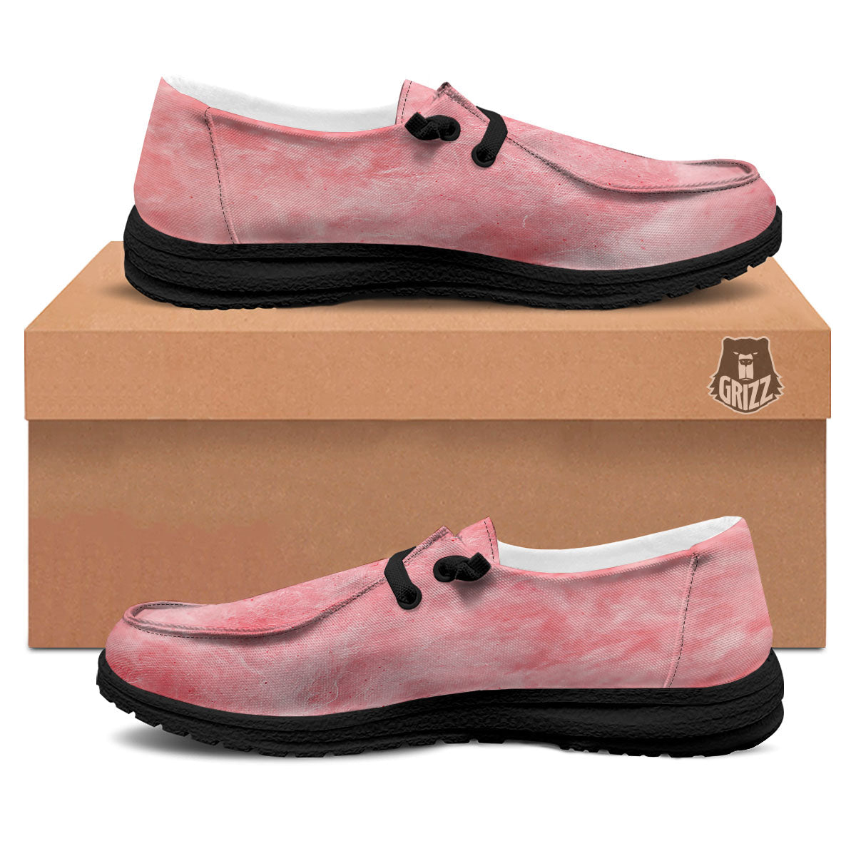 Cotton Candy Pink Print Black Loafers-grizzshop