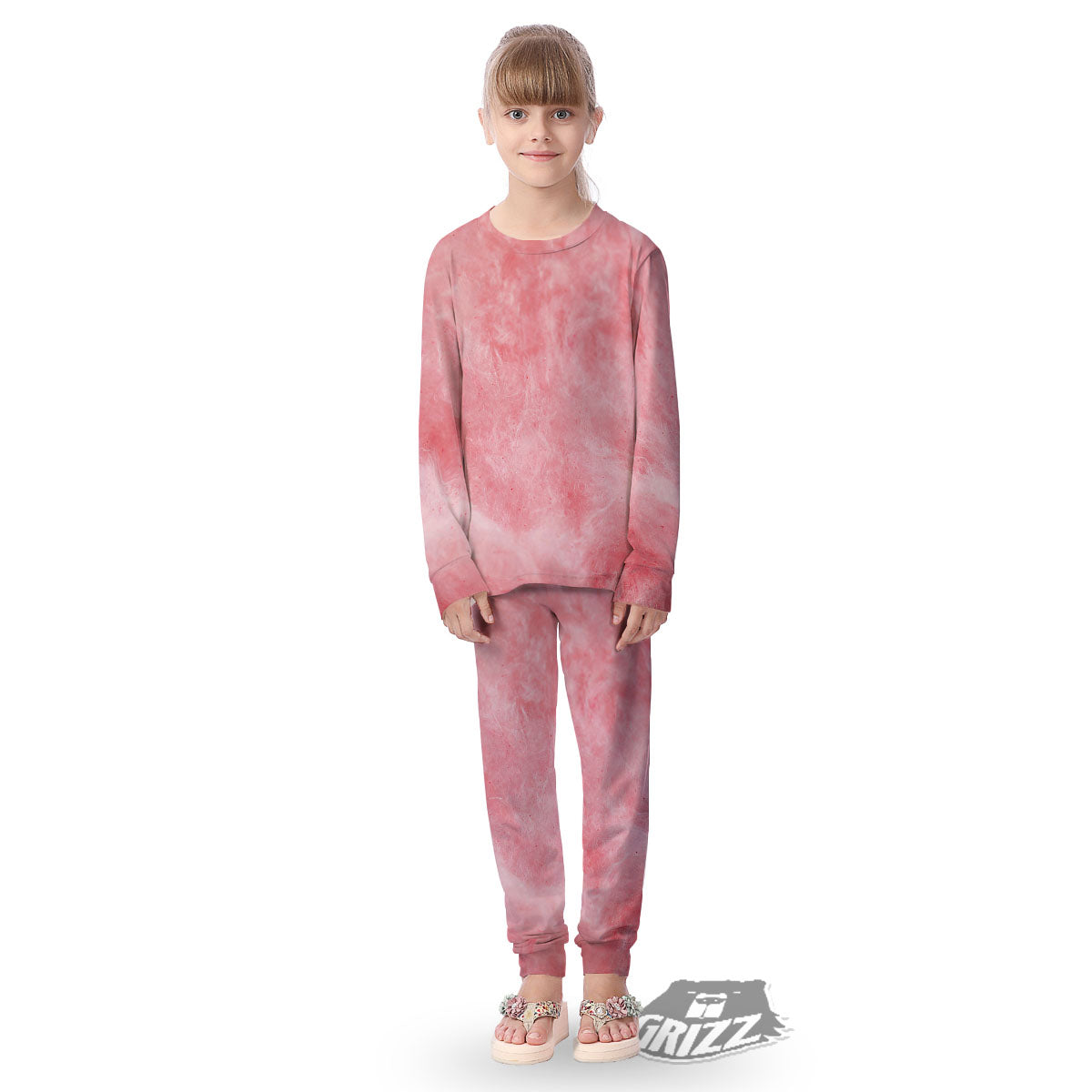 Cotton Candy Pink Print Kid's Pajamas-grizzshop