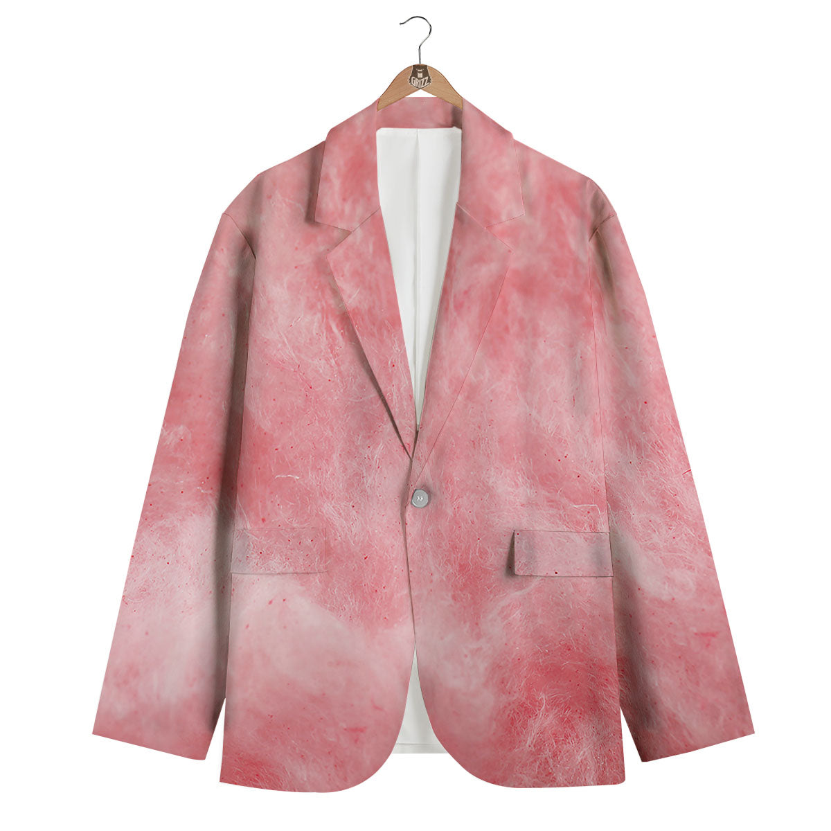 Cotton Candy Pink Print Men's Blazer-grizzshop
