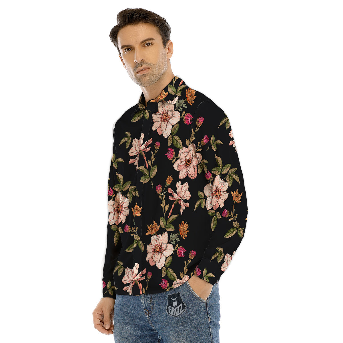 Cotton Candy Pink Print Men's Dress Shirts-grizzshop