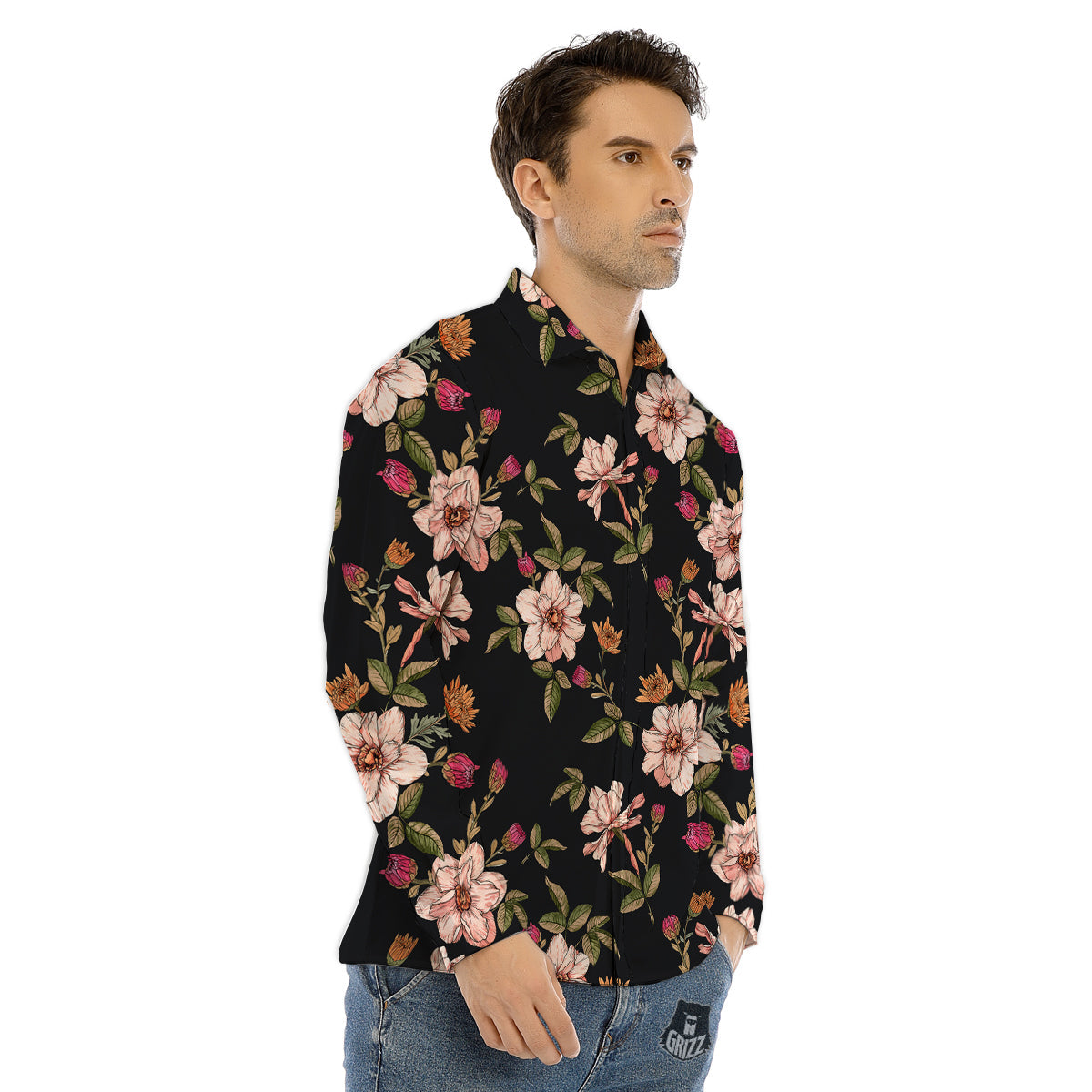 Cotton Candy Pink Print Men's Dress Shirts-grizzshop