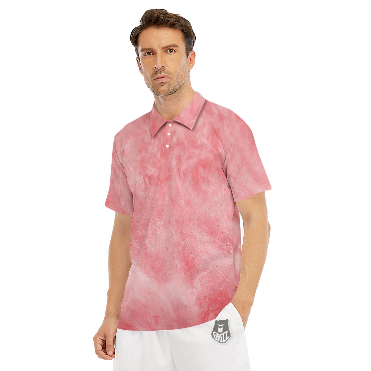 Cotton Candy Pink Print Men's Golf Shirts-grizzshop