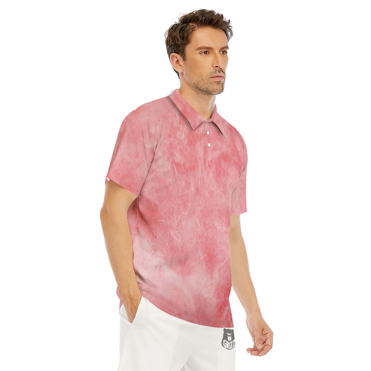 Cotton Candy Pink Print Men's Golf Shirts-grizzshop
