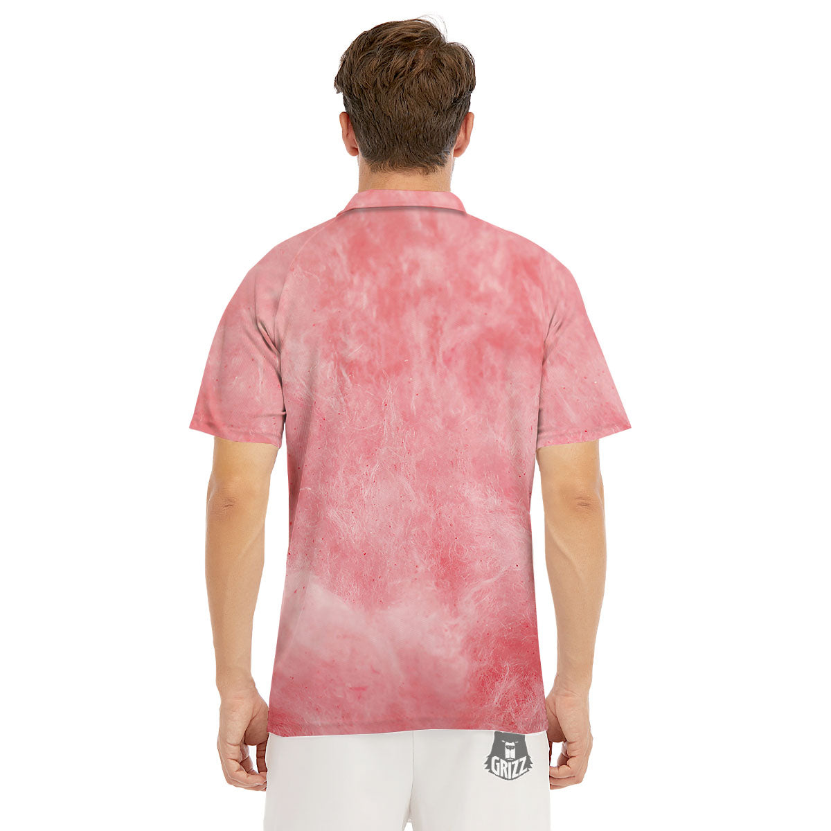 Cotton Candy Pink Print Men's Golf Shirts-grizzshop