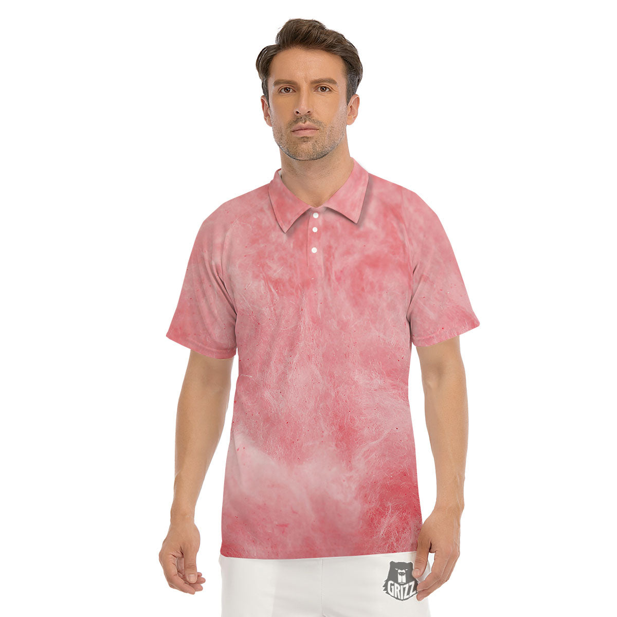 Cotton Candy Pink Print Men's Golf Shirts-grizzshop
