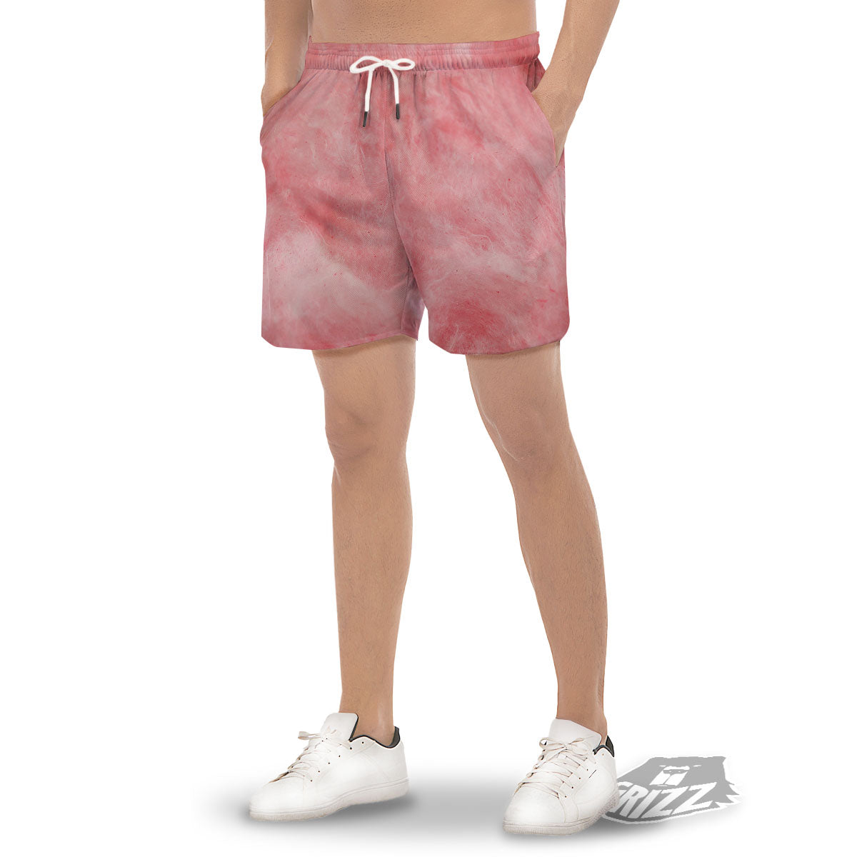 Cotton Candy Pink Print Men's Gym Shorts-grizzshop