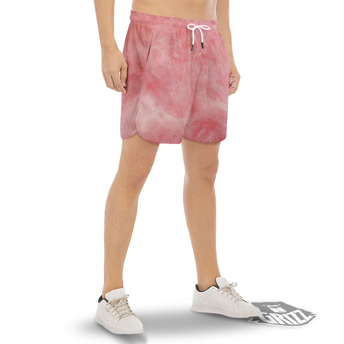 Cotton Candy Pink Print Men's Gym Shorts-grizzshop