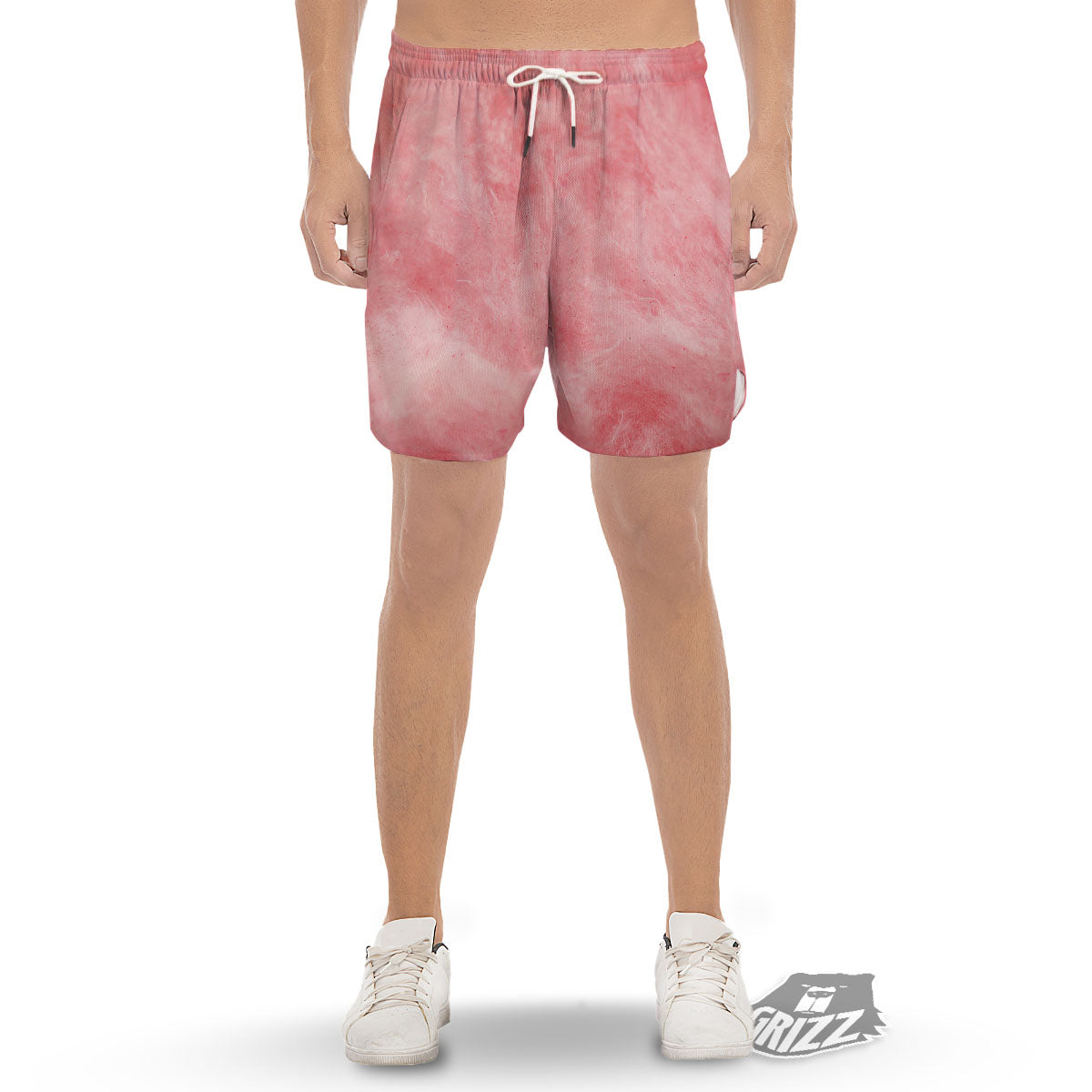 Cotton Candy Pink Print Men's Gym Shorts-grizzshop