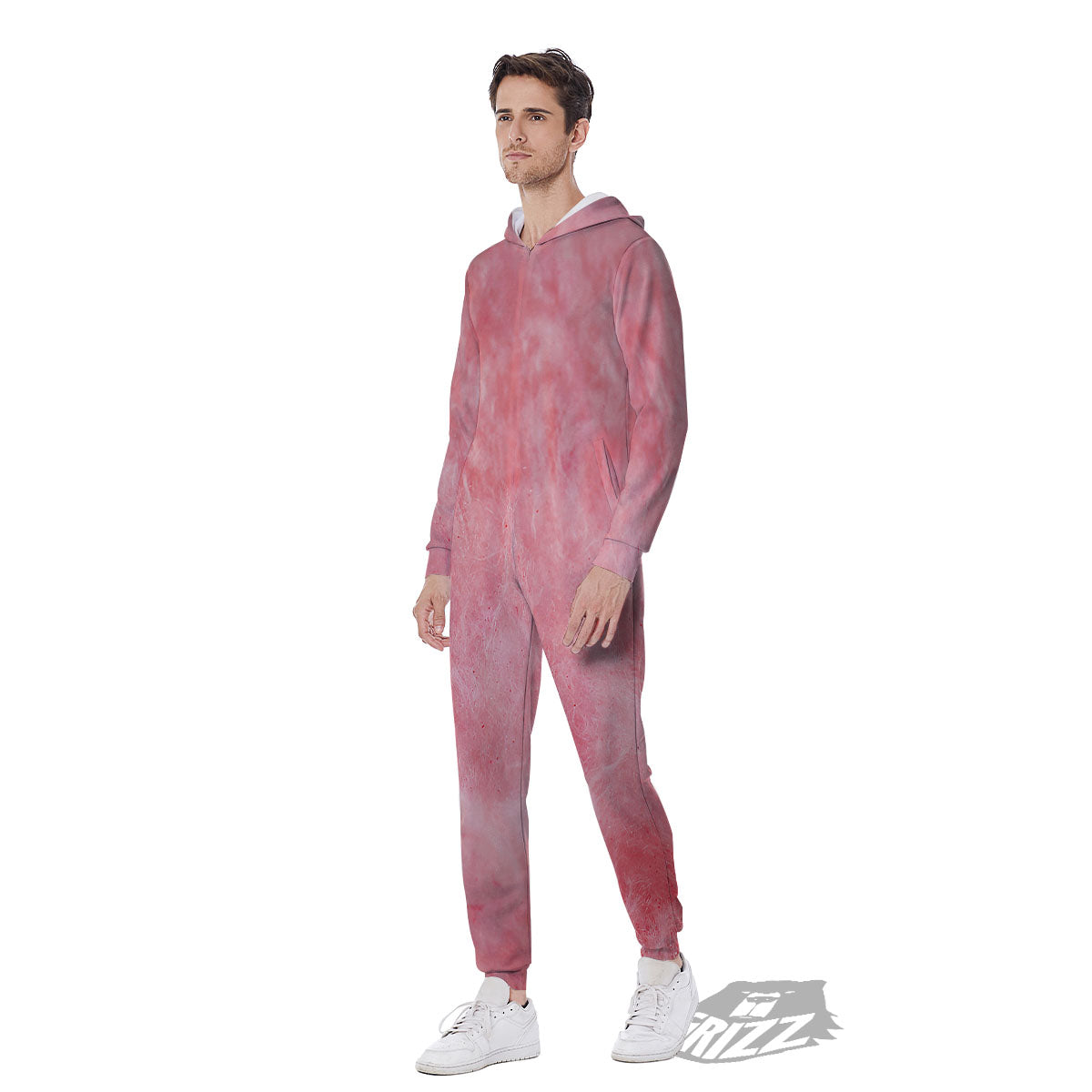 Cotton Candy Pink Print Men's Jumpsuit-grizzshop