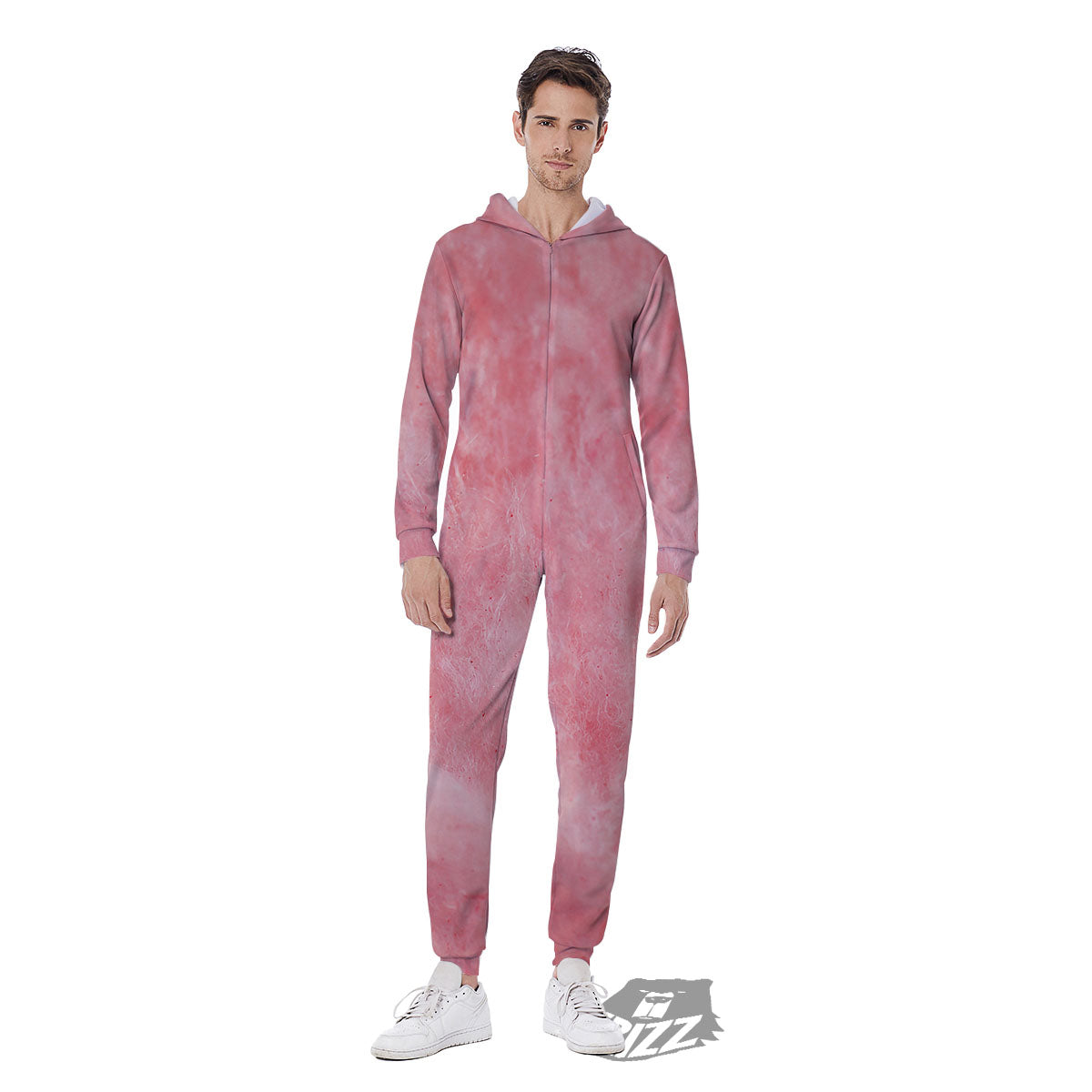 Cotton Candy Pink Print Men's Jumpsuit-grizzshop