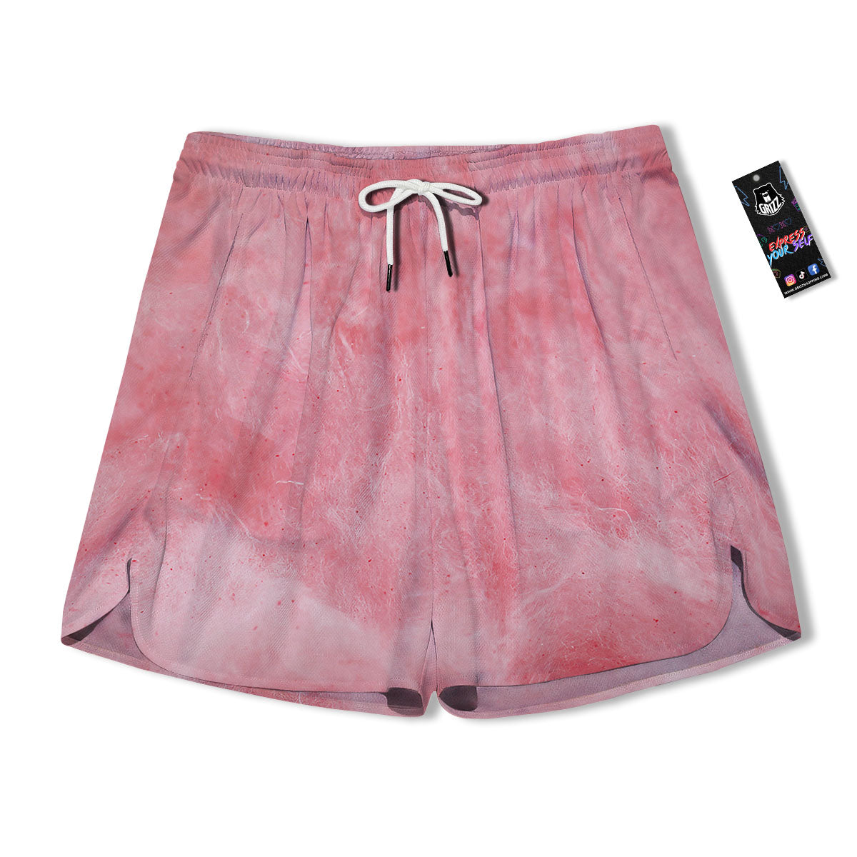Cotton Candy Pink Print Men's Running Shorts-grizzshop