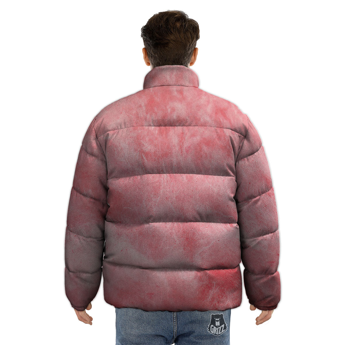 Cotton Candy Pink Print Puffer Jacket-grizzshop