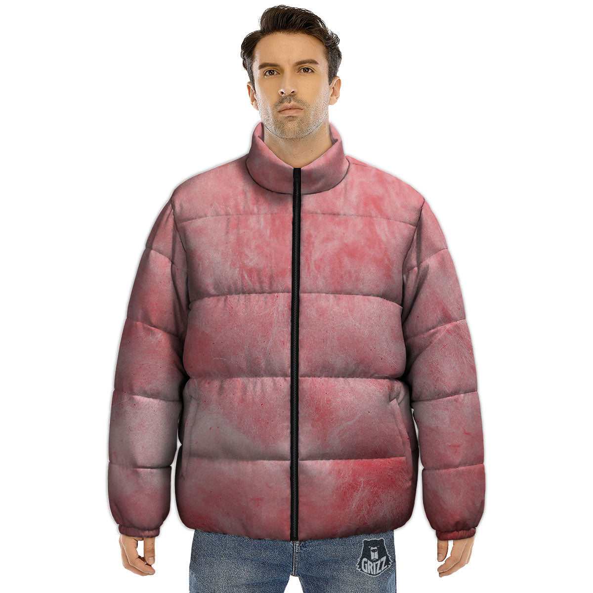 Cotton Candy Pink Print Puffer Jacket-grizzshop