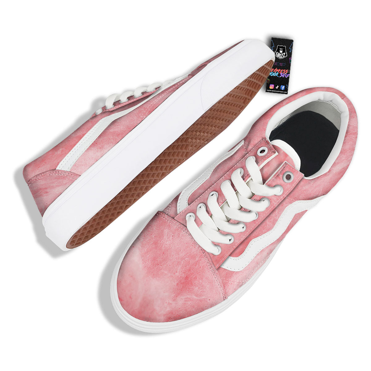 Cotton Candy Pink Print Skate Shoes-grizzshop