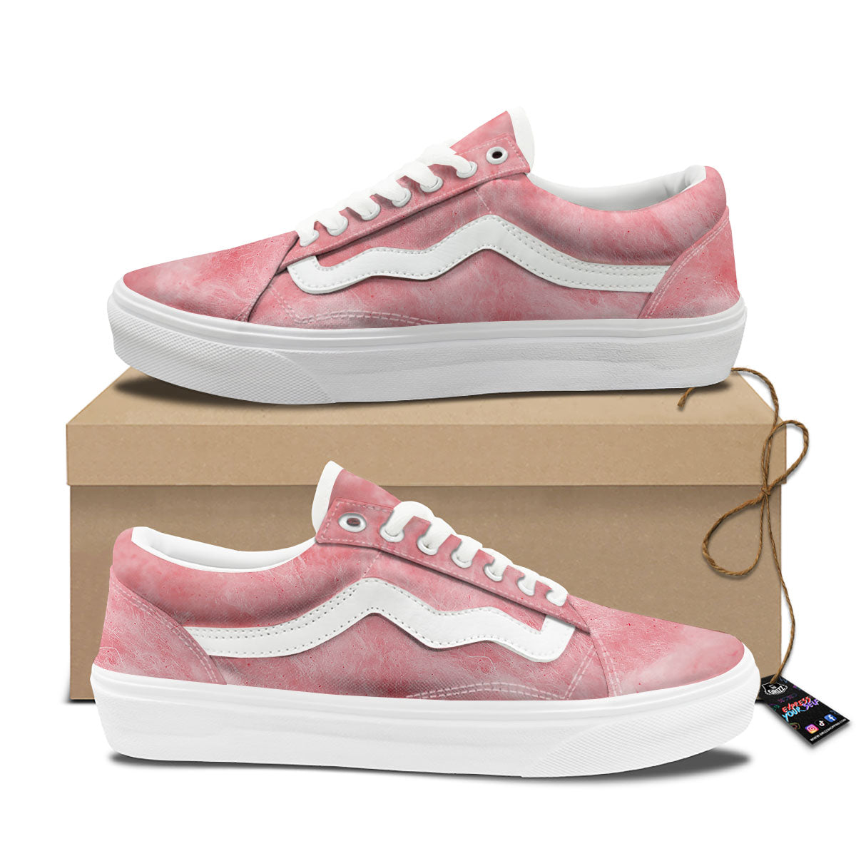 Cotton Candy Pink Print Skate Shoes-grizzshop
