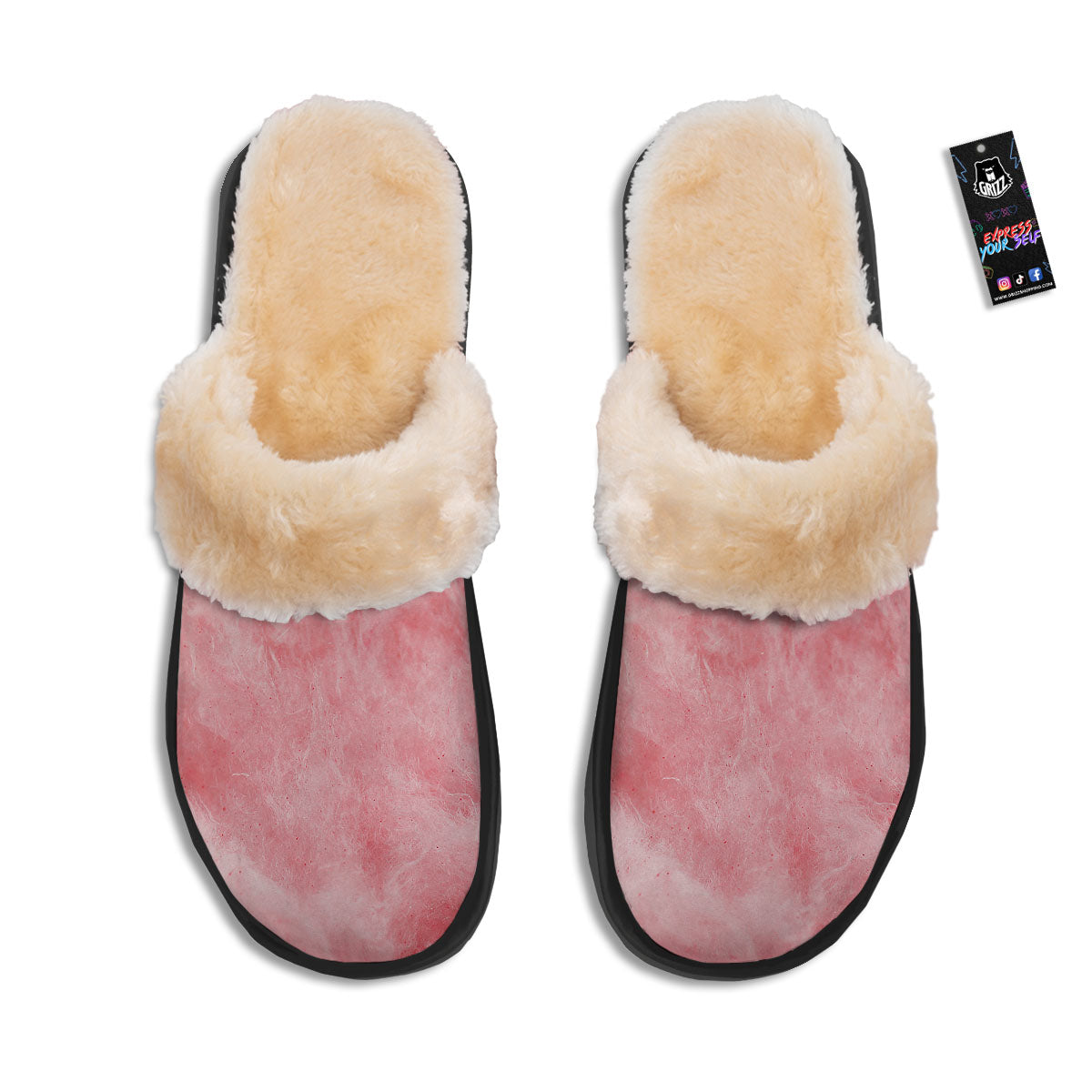 Cotton Candy Pink Print Slippers-grizzshop