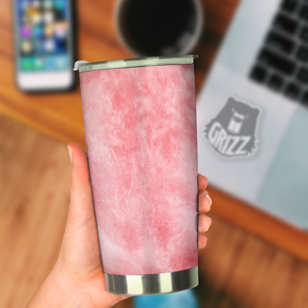 Cotton Candy Pink Print Tumbler-grizzshop